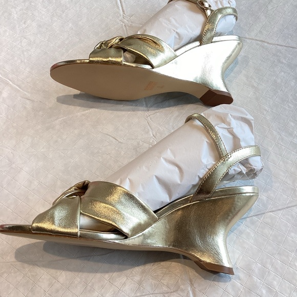 Knotted Sculptural Wedge Sandals Anthropologie Dressy Gold Heels Size 7 NIB NEW - Picture 8 of 15